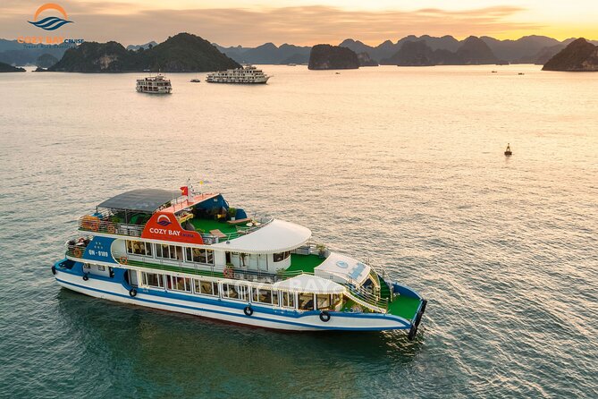 Cozy Bay Halong 5-Star Day Cruise, Buffet, Cave, Kayak, Swimming - Buffet lunch and onboard snacks: good setup, mixed food notes