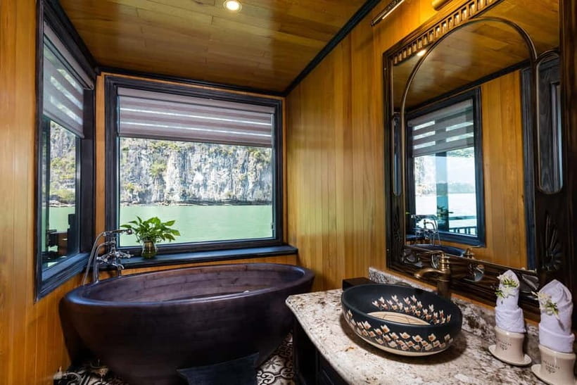 Hanoi: 3-Day Ninh Binh & HaLong Bay 5-Star Cruise - Day 2 to Lan Ha Bay: Tuan Chau arrival, luxury cabin with balcony and bathtub