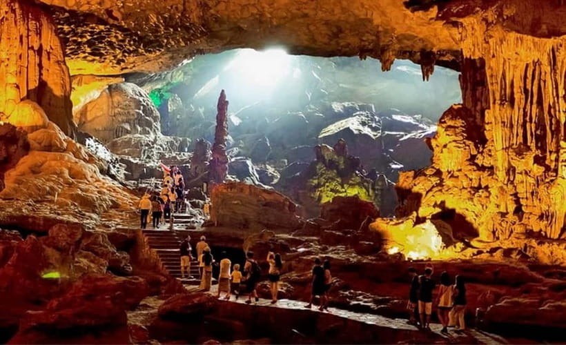 Hanoi: Full-Day Halong Bay Cruise with Swimming & Kayak Tour - Titop Island: beach swim plus a viewpoint hike