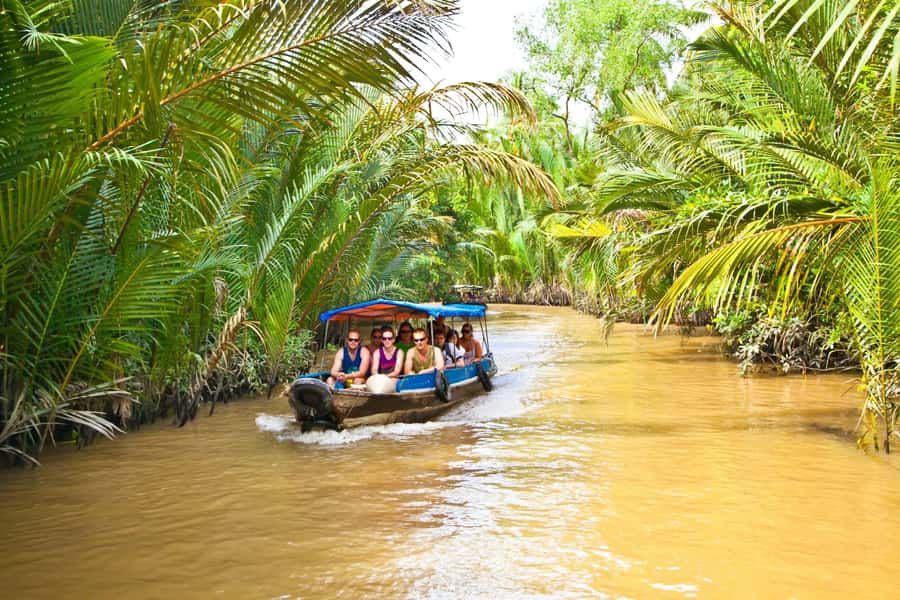 HCM: Authentic Mekong Delta - Boat, TukTuk, Khot Cake Making - Vinh Trang Pagoda Sets the Tone Before the Delta Gets Busy